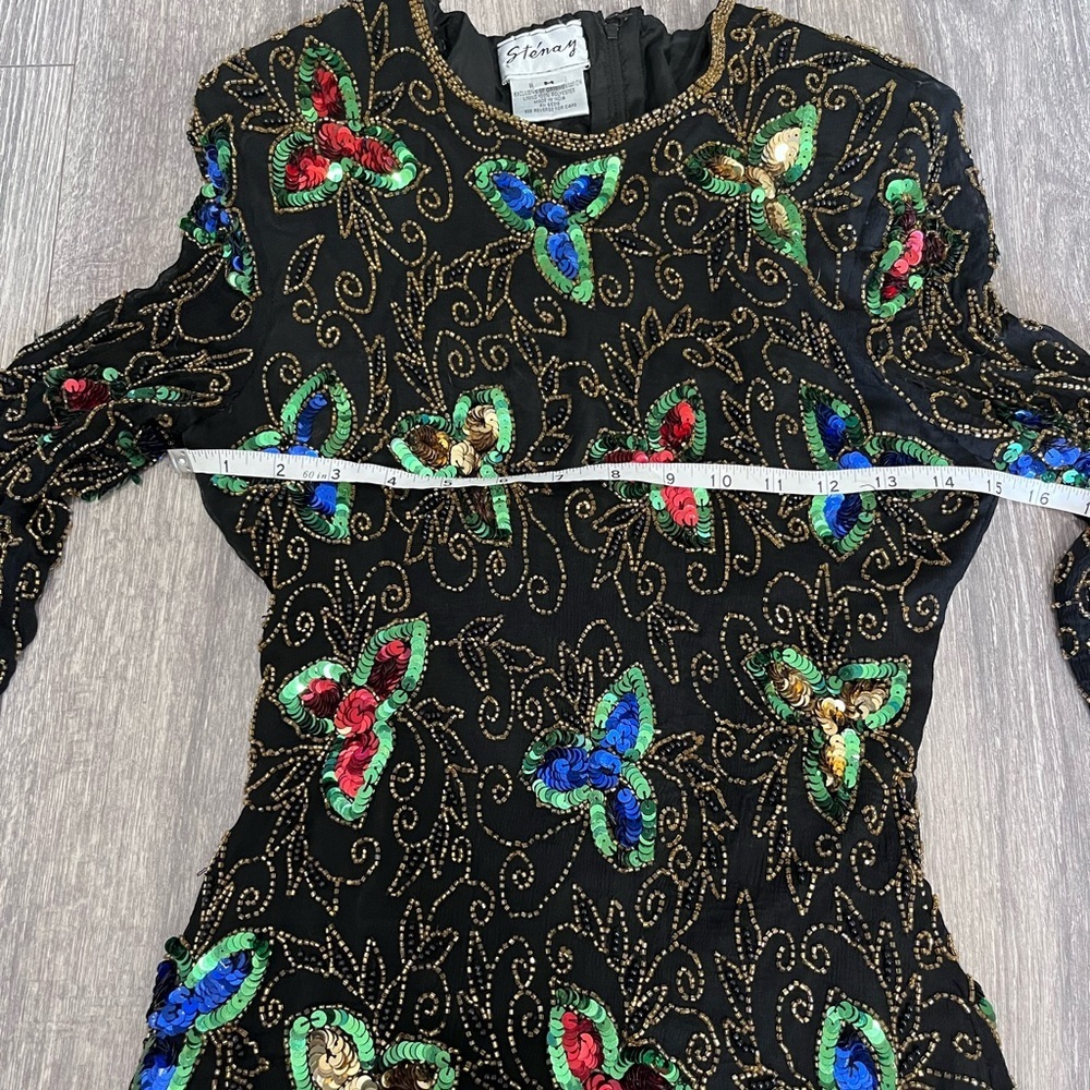 Fairycore Beaded Top | Vintage STENAY | 1980s Silk Sequin Blouse - Picture 4 of 14